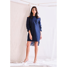 Load image into Gallery viewer, Jacquard Short Blue Dress
