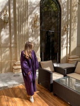 Load image into Gallery viewer, Royal Purple Suede Abaya with beautiful detailed sleeves
