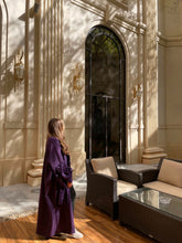 Load image into Gallery viewer, Royal Purple Suede Abaya with beautiful detailed sleeves
