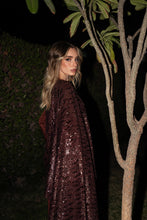 Load image into Gallery viewer, Long Sequin Scarf Kaftan Brown
