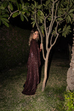 Load image into Gallery viewer, Long Sequin Scarf Kaftan Brown
