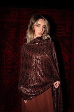 Load image into Gallery viewer, Long Sequin Scarf Kaftan Brown
