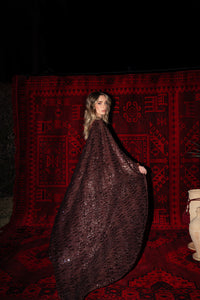 Long Sequin Scarf Kaftan Brown