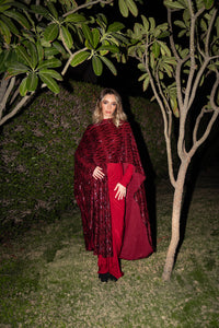 Ruched Dress with Sequin Bisht