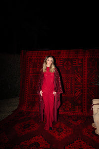 Ruched Dress with Sequin Bisht