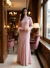 Load image into Gallery viewer, Crepe Feather Sleeve Dress
