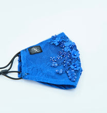 Load image into Gallery viewer, Blue Lace Embroidery Mask
