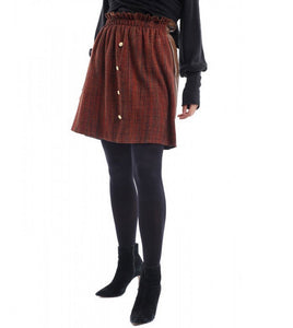 Brown half leather mini skirt